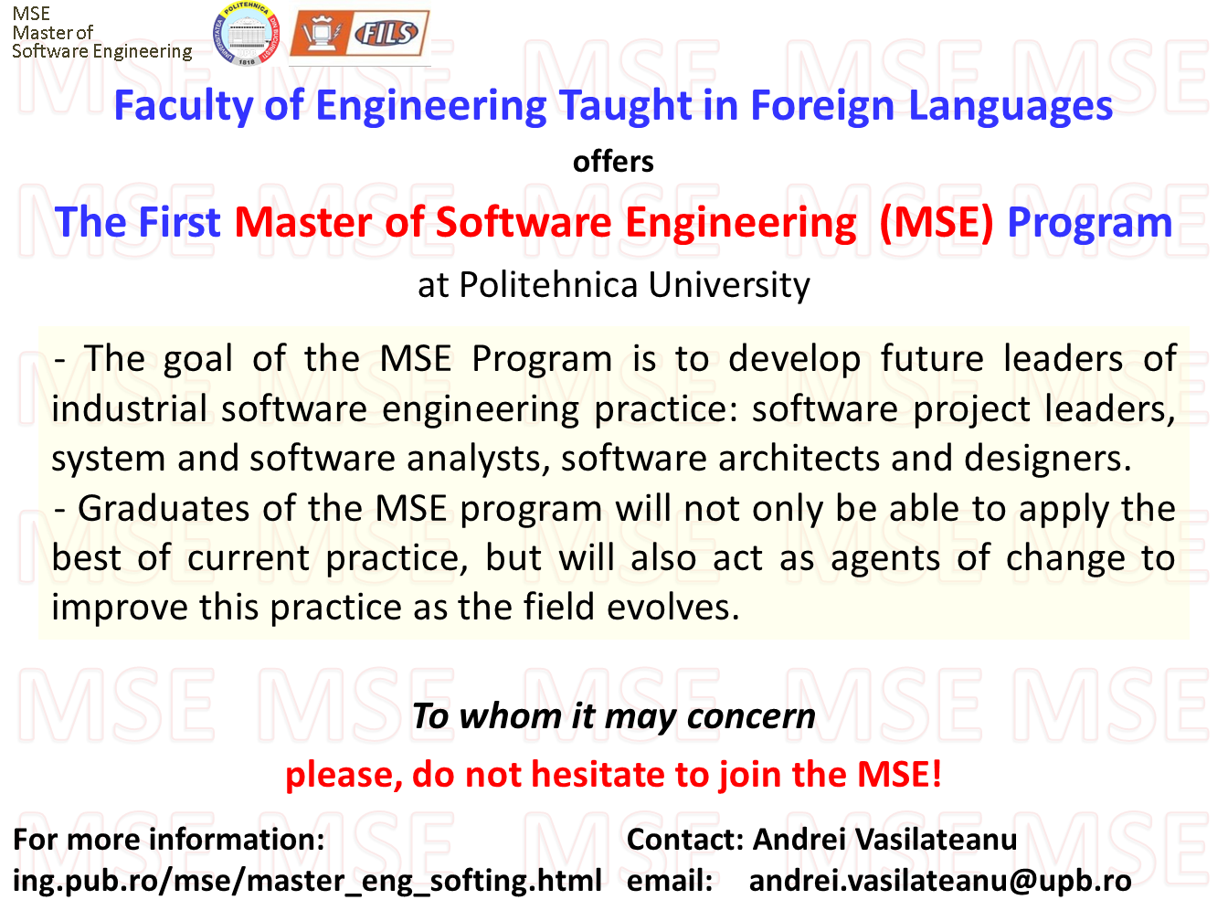 Master of Software Engineering – Maria-Iuliana Dascalu